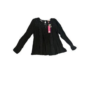 Ultrapink Black Lace Trim Blouse Size L with Tags
